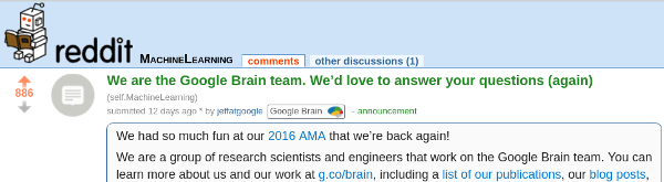 GoogleBrain reddit AMA